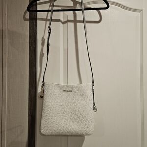 NWT Michael Kors Jet Set Large Metallic Signature Logo Messenger Crossbody Bag